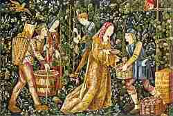Vendanges Moyen Ages. Tapisserie du XVem Siècle